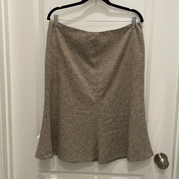Anne Klein suit flare tan tweed flared skirt size 12 - Picture 1 of 4
